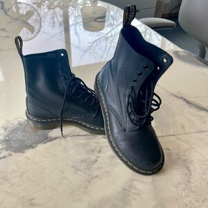 Dr. Martens Black and Yellow Ankle Boots with Iconic Design